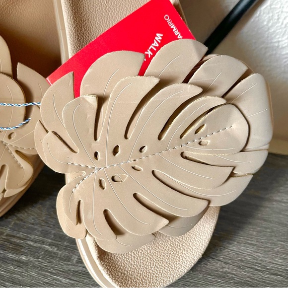 FARM RIO Monstera Leaf Anatomical Slide Sandals in Almond - Picture 5 of 8